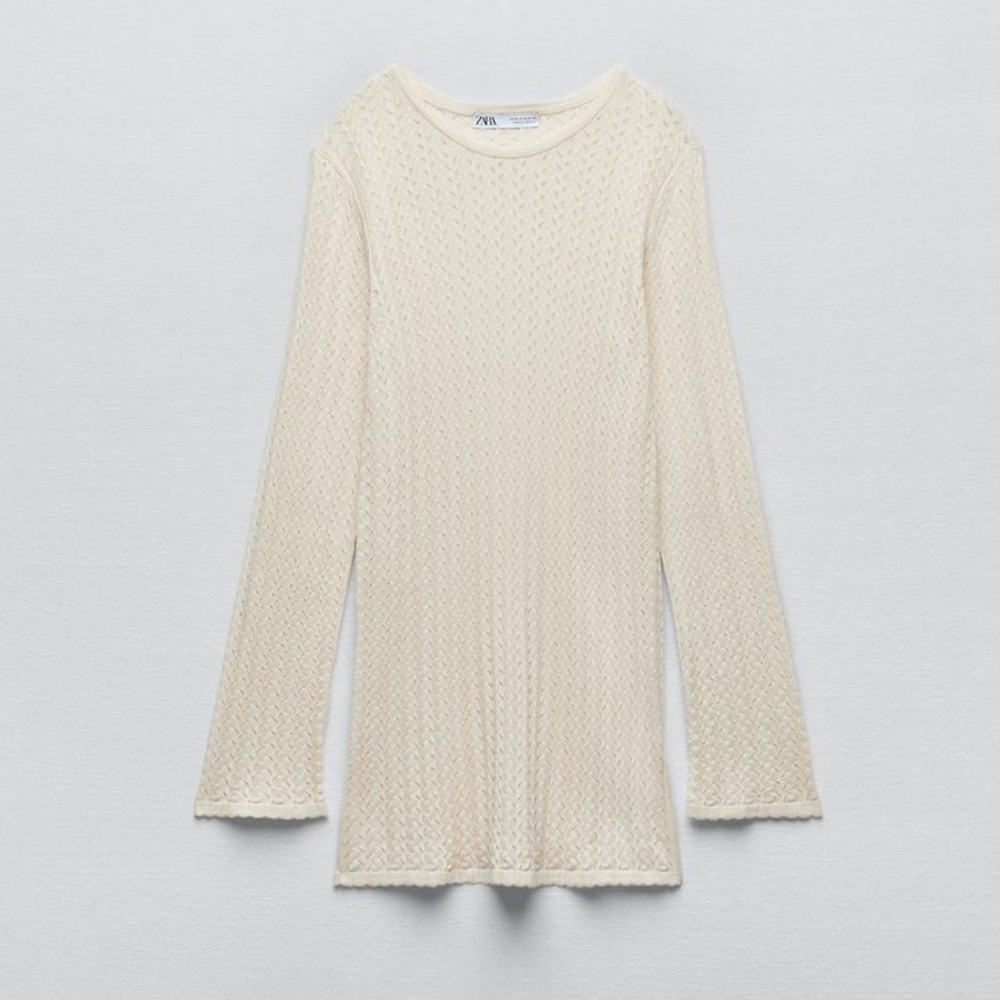 Zara Pointelle Knit Top in Cream